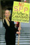 Melissa protesting at the Edmonton Legislature